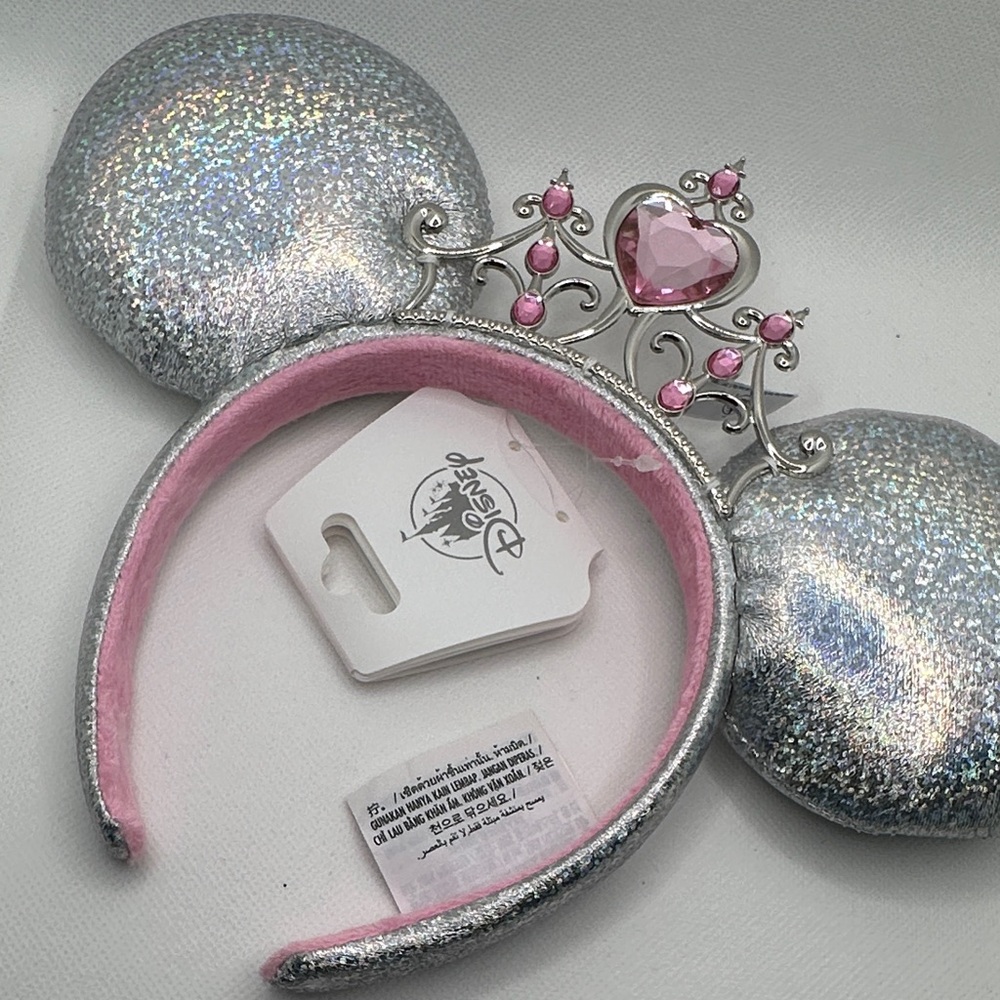 Disney Glittering Silver and Pink Minnie Ears - Picture 2 of 3